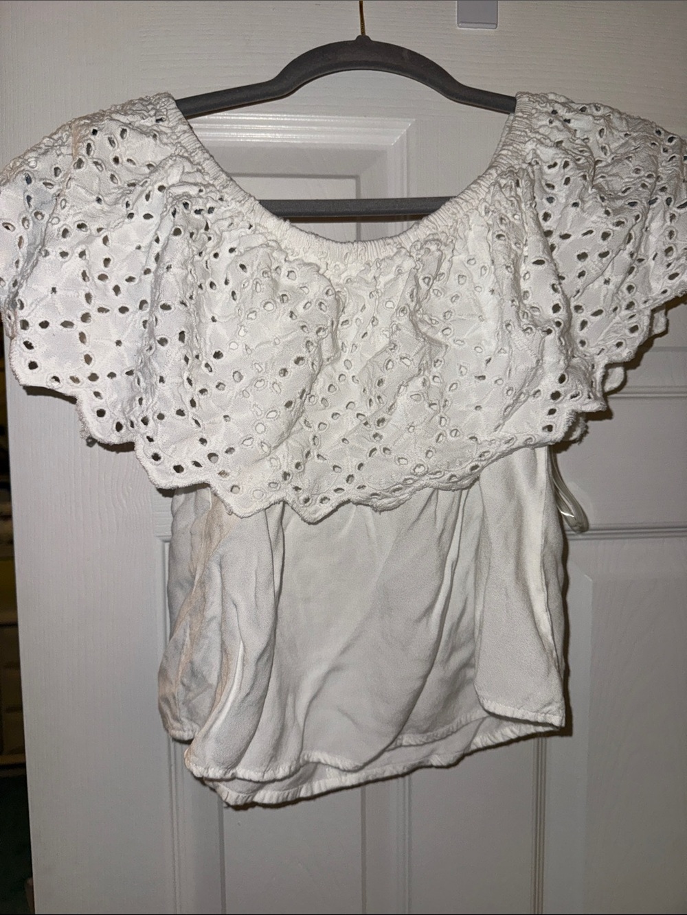 Style envy White Off-Shoulder Eyelet Top
